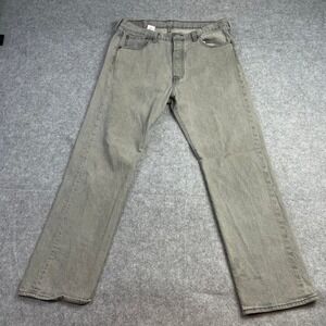 Levi's 501 Mens Jeans 34x30 (fits 34x28) Gray Denim Button Fly Light Wash Leg
